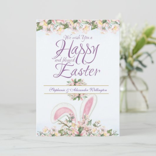 イースターエレガントウォーターカラーフローラグリーティングカード シーズンカード (スタンド正面)