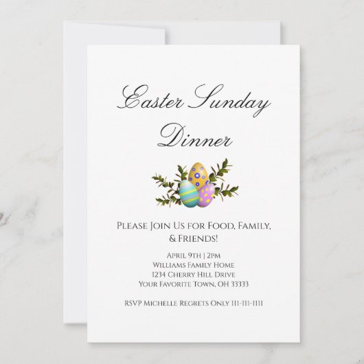 イースターエレガントエグ飾ホリデーディナー 招待状 (正面)