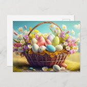 イースターエレガントエッグのフェスティバルバスケット ポストカード (正面/裏面)