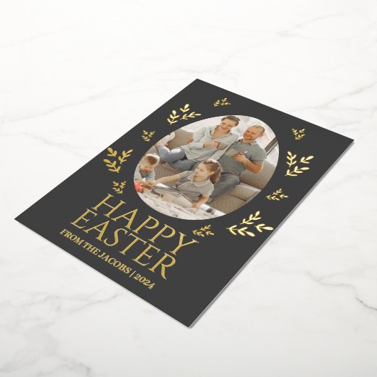 イースターエレガントエッグ家族ワンフォト 箔シーズンカード (回転した状態)