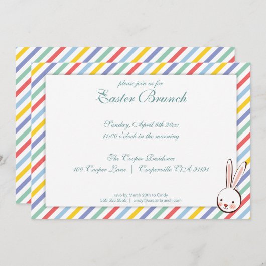イースターエレガントストライプ招待状 招待状 (正面/裏面)