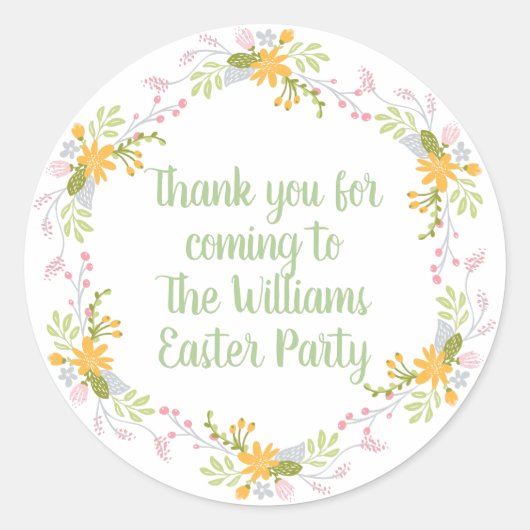 イースターエレガントセージグリーンフローラカスタムパーティー ラウンドシール (正面)