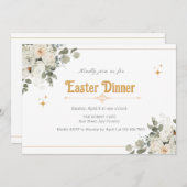 イースターエレガントディナーのための純粋なフローラ招待状 招待状 (正面/裏面)