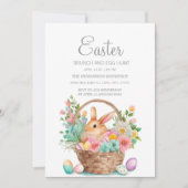 イースターエレガントバスケットバニーブランチ卵狩り 招待状 (正面)