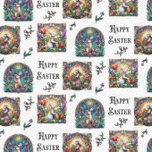 イースターエレガントバニーのステンドグラス模様 薄葉紙