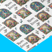 イースターエレガントバニーのステンドグラス模様 薄葉紙