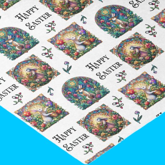 イースターエレガントバニーのステンドグラス模様 薄葉紙