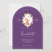 イースターエレガントバニークレスト春フローラ誕生日 招待状 (正面)