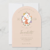 イースターエレガントバニークレスト春フローラ誕生日 招待状 (正面)