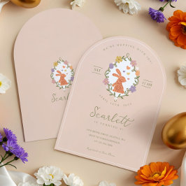 イースターエレガントバニークレスト春フローラ誕生日 招待状