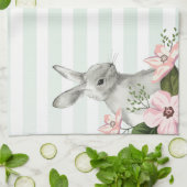 イースターエレガントバニーストライプの キッチンタオル (折り畳み)