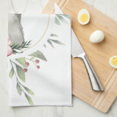 イースターエレガントバニーフローラ キッチンタオル (四つ折り)