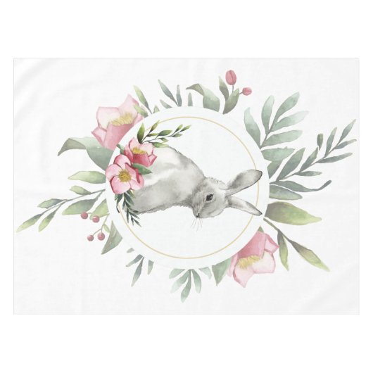 イースターエレガントバニーフローラ テーブルクロス (正面(横))