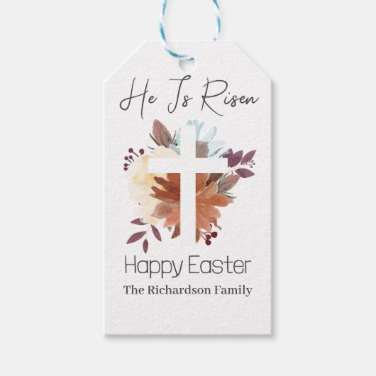 イースターエレガントフローラ書道キリスト教クロス ギフトタグ (正面)