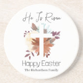 イースターエレガントフローラ書道キリスト教クロス コースター (正面)