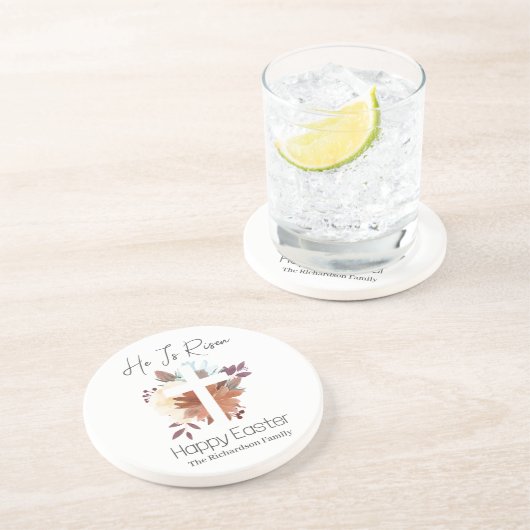 イースターエレガントフローラ書道キリスト教クロス コースター (側面)