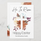 イースターエレガントフローラ書道キリスト教クロス シーズンカード (正面/裏面)