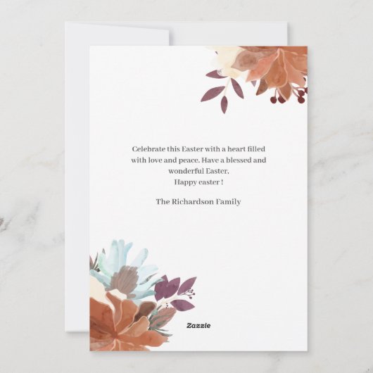 イースターエレガントフローラ書道キリスト教クロス シーズンカード (裏面)