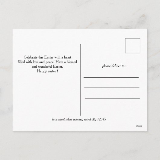 イースターエレガントフローラ書道キリスト教クロス シーズンポストカード (裏面)