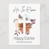 イースターエレガントフローラ書道キリスト教クロス シーズンポストカード (正面)