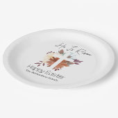 イースターエレガントフローラ書道キリスト教クロス ペーパープレート (アングル)