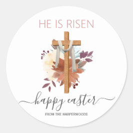 イースターエレガントフローラ書道キリスト教クロス ラウンドシール