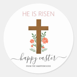 イースターエレガントフローラ書道キリスト教クロス ラウンドシール