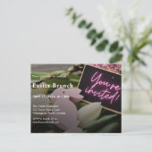 イースターエレガントブモダンランチ招待状 インビテーションポストカード (スタンド正面)