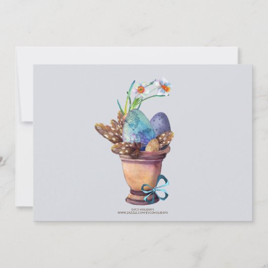 イースターエレガントブランチフローラチューリップ卵 招待状 (裏面)