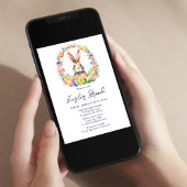 イースターエレガントブランチフローラバニー 招待状