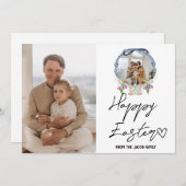 イースターエレガントモダン、家族2枚の写真コラージュ シーズンカード (正面/裏面)
