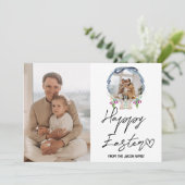 イースターエレガントモダン、家族2枚の写真コラージュ シーズンカード (スタンド正面)