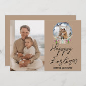 イースターエレガントモダン、家族2枚の写真コラージュ シーズンカード (正面/裏面)