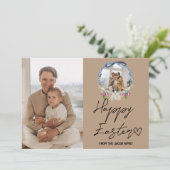 イースターエレガントモダン、家族2枚の写真コラージュ シーズンカード (スタンド正面)