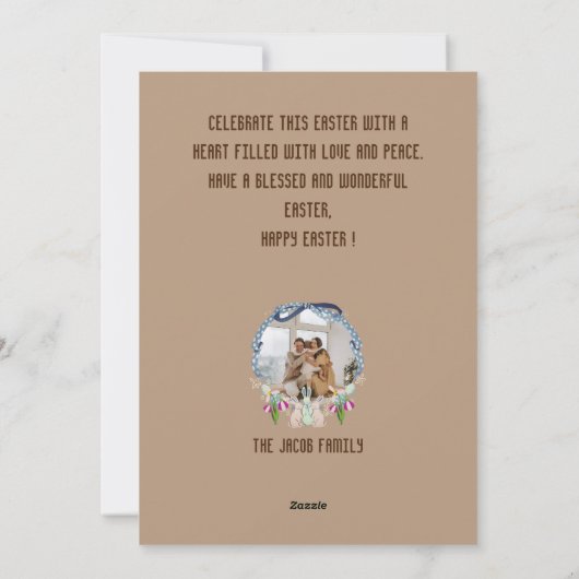 イースターエレガントモダン、家族2枚の写真コラージュ シーズンカード (裏面)