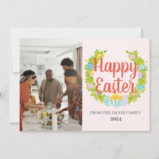 イースターエレガントモダン、家族2枚の写真コラージュ シーズンカード (正面)