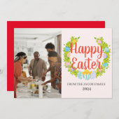 イースターエレガントモダン、家族2枚の写真コラージュ シーズンカード (正面/裏面)