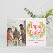 イースターエレガントモダン、家族2枚の写真コラージュ シーズンカード (スタンド正面)