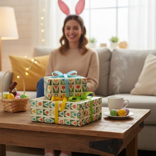 イースターエレガントラッピング紙と抽象芸術春 ラッピングペーパー