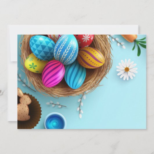 イースターエレガント卵の巣と耳 招待状 (裏面)