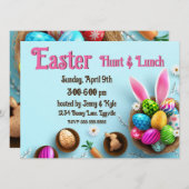 イースターエレガント卵の巣と耳 招待状 (正面/裏面)