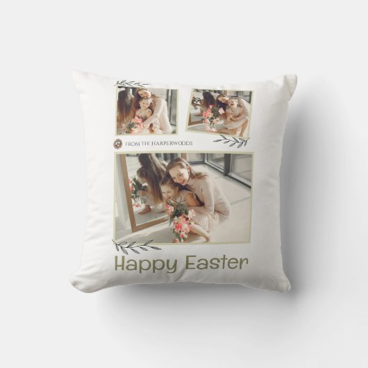 イースターエレガント恵みイースターエッグ家族の写真 クッション (正面)