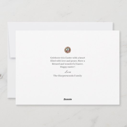 イースターエレガント恵みイースターエッグ家族の写真 シーズンカード (裏面)