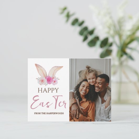イースターエレガント恵みイースターエッグ家族の写真 シーズンポストカード (スタンド正面)
