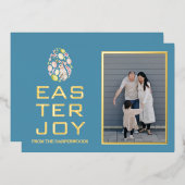 イースターエレガント恵みイースターエッグ家族の写真 箔シーズンカード (正面/裏面)