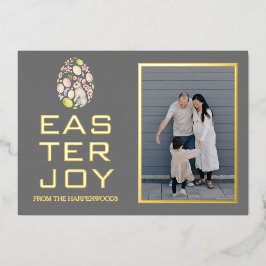 イースターエレガント恵みイースターエッグ家族の写真 箔シーズンカード