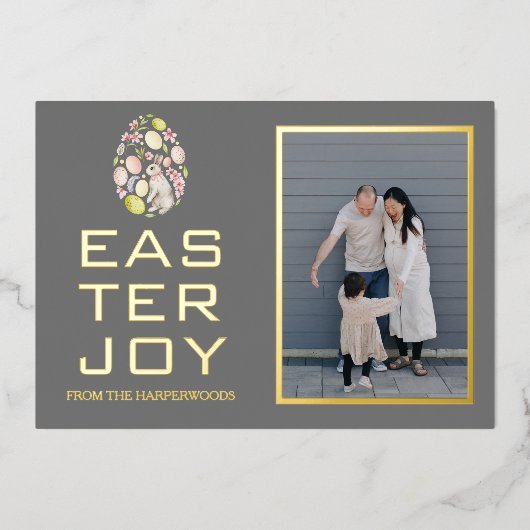 イースターエレガント恵みイースターエッグ家族の写真 箔シーズンカード (正面)