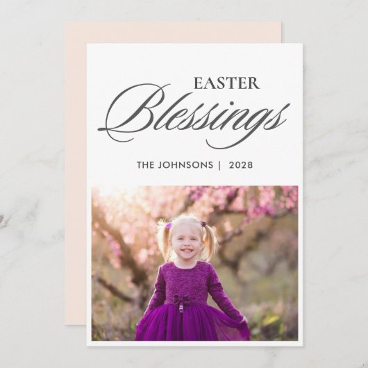 イースターエレガント恵みスクリプトの写真 シーズンカード (正面/裏面)