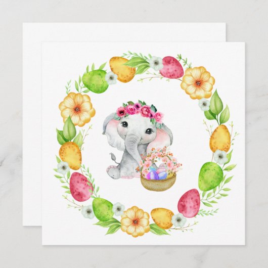 イースターエレファントカード 招待状 (正面/裏面)