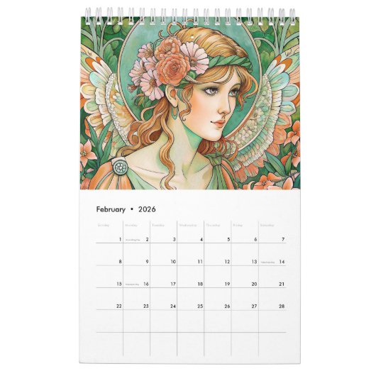 イースターエンジェルズインアートヌオボスタイル2024 カレンダー (2月 2026)